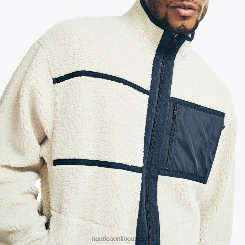Nautica Sustainably Crafted Faux Shearling Full-Zip Sweatshirt L6J4L198 Nautica Stone Men