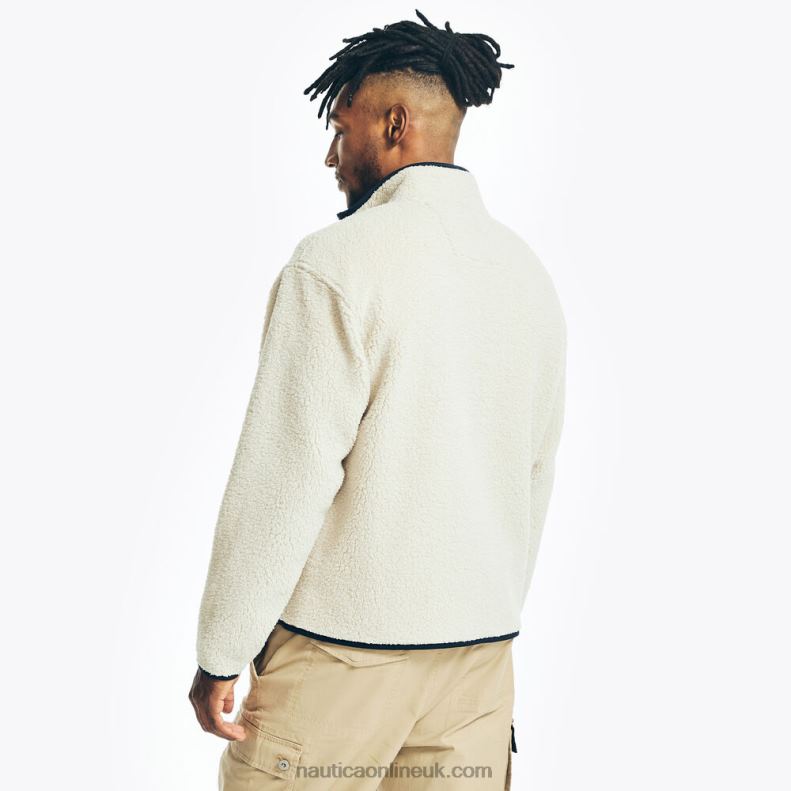 Nautica Sustainably Crafted Faux Shearling Full-Zip Sweatshirt L6J4L198 Nautica Stone Men
