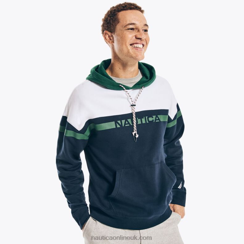 Nautica Sustainably Crafted Logo Fleece Hoodie L6J4L205 Navy Men