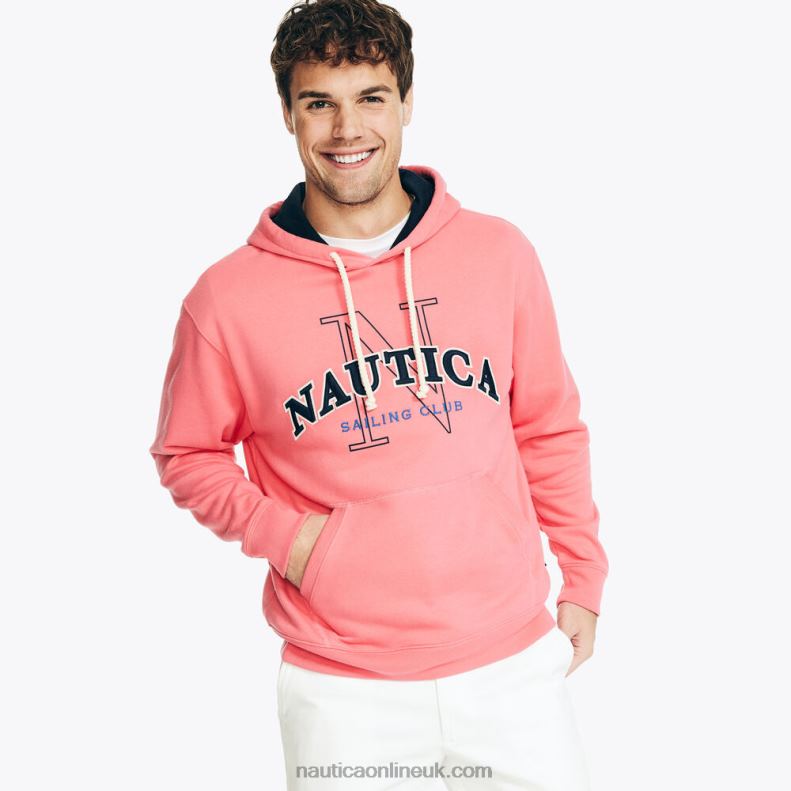 Nautica Sustainably Crafted Logo Hoodie L6J4L257 Teaberry Men