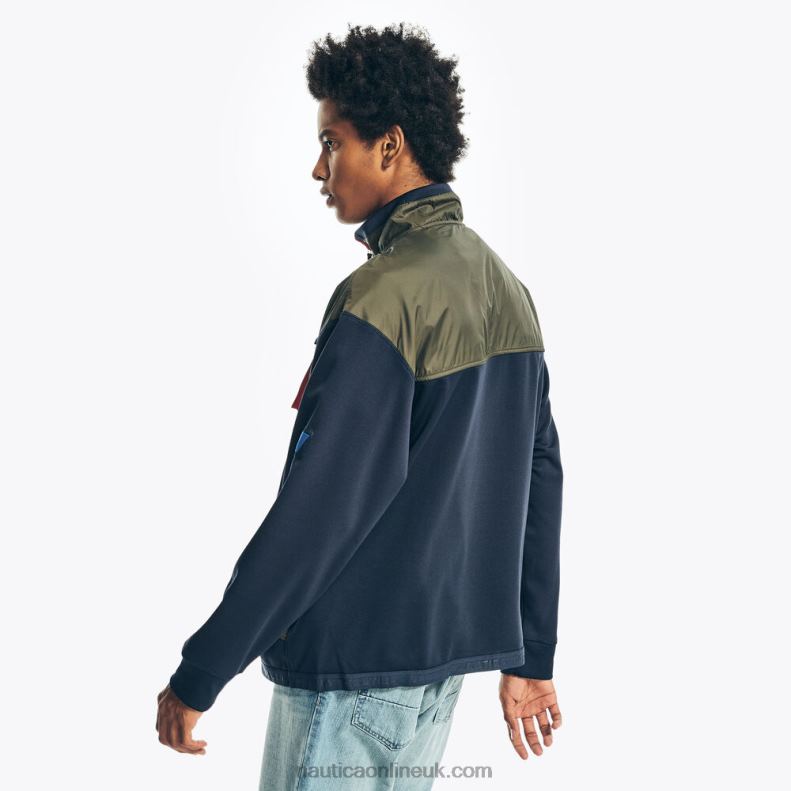 Nautica Sustainably Crafted Mixed Media Half-Zip Sweatshirt L6J4L485 Navy Men