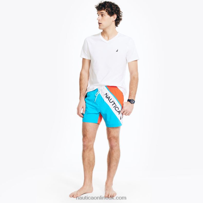 Nautica 6\" Colorblock Quick-Dry Swim L6J4L618 Hawaiian Ocean Men