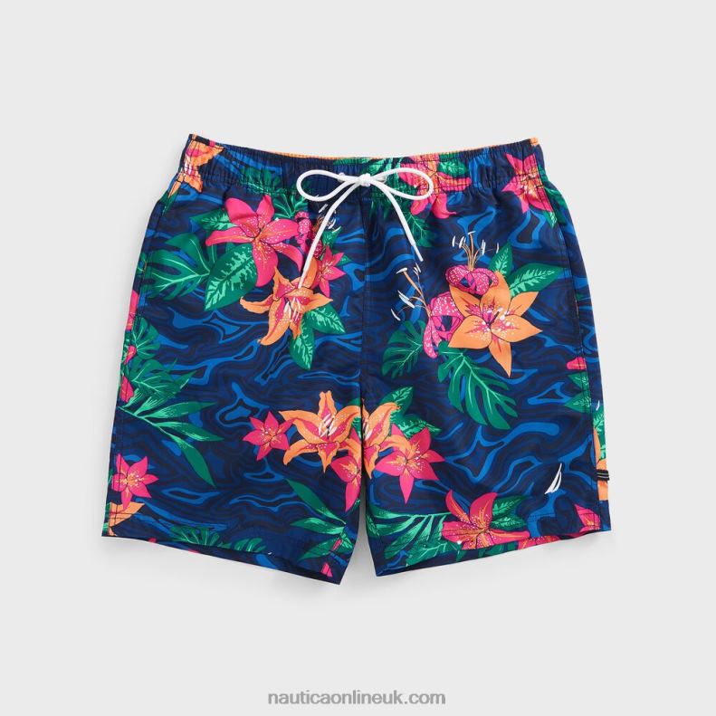 Nautica 8.5" Big & Tall Floral Camouflage Print Swim Short L6J4L650 Estate Blue Men