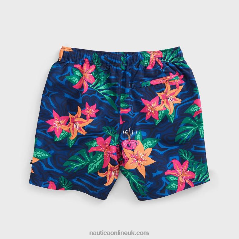 Nautica 8.5\" Big & Tall Floral Camouflage Print Swim Short L6J4L650 Estate Blue Men
