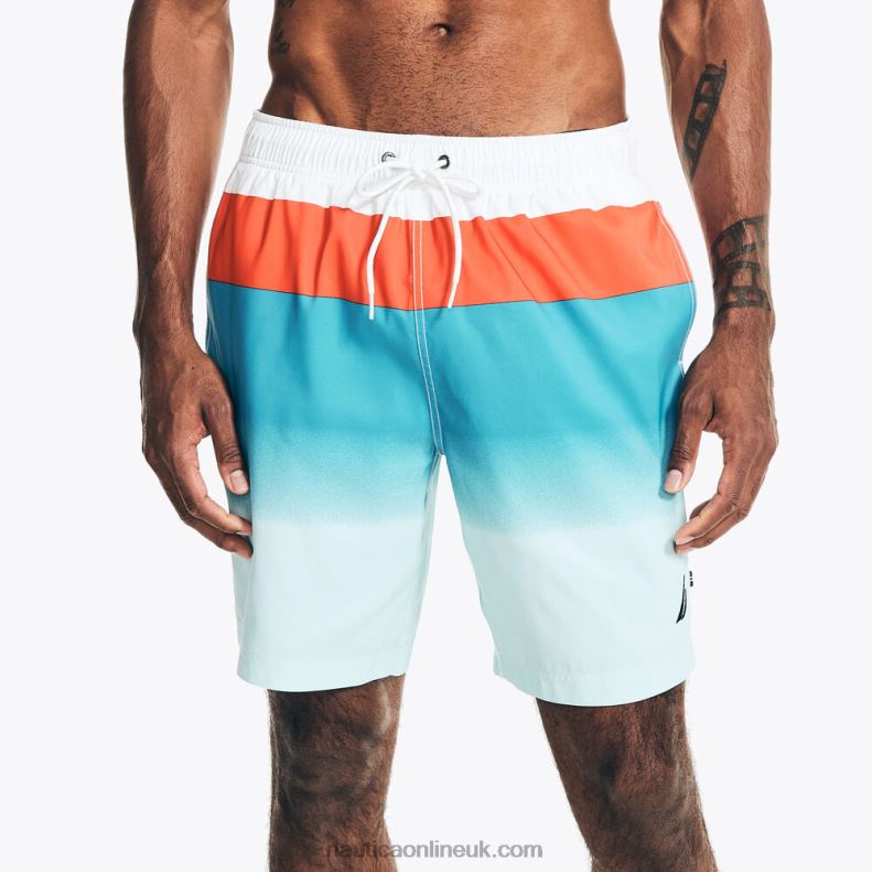 Nautica 8" Big & Tall Sustainably Crafted Colorblock Ombre Swim L6J4L569 Bright White Men