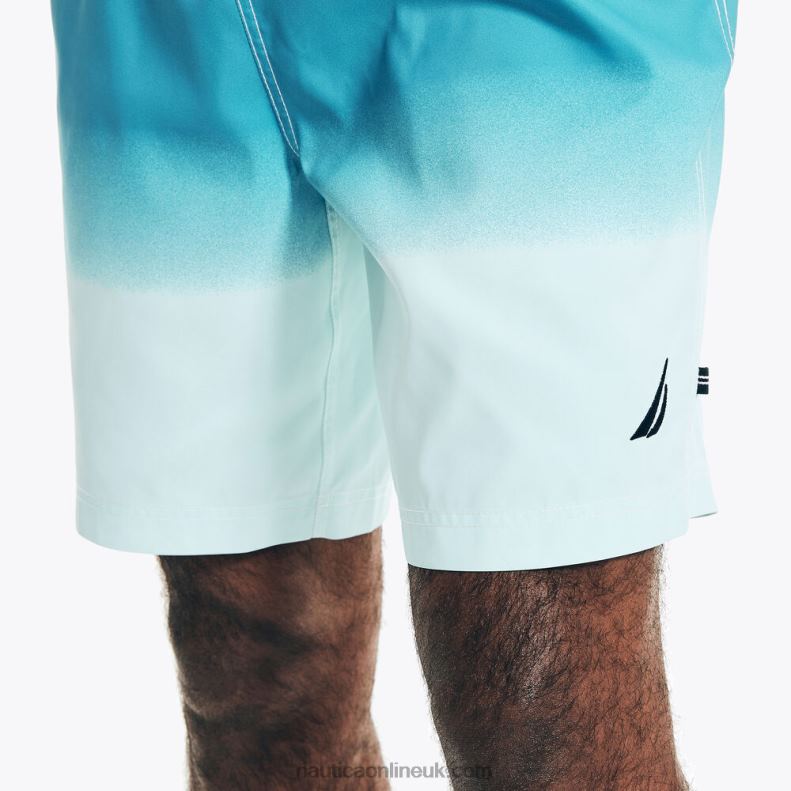 Nautica 8\" Big & Tall Sustainably Crafted Colorblock Ombre Swim L6J4L569 Bright White Men