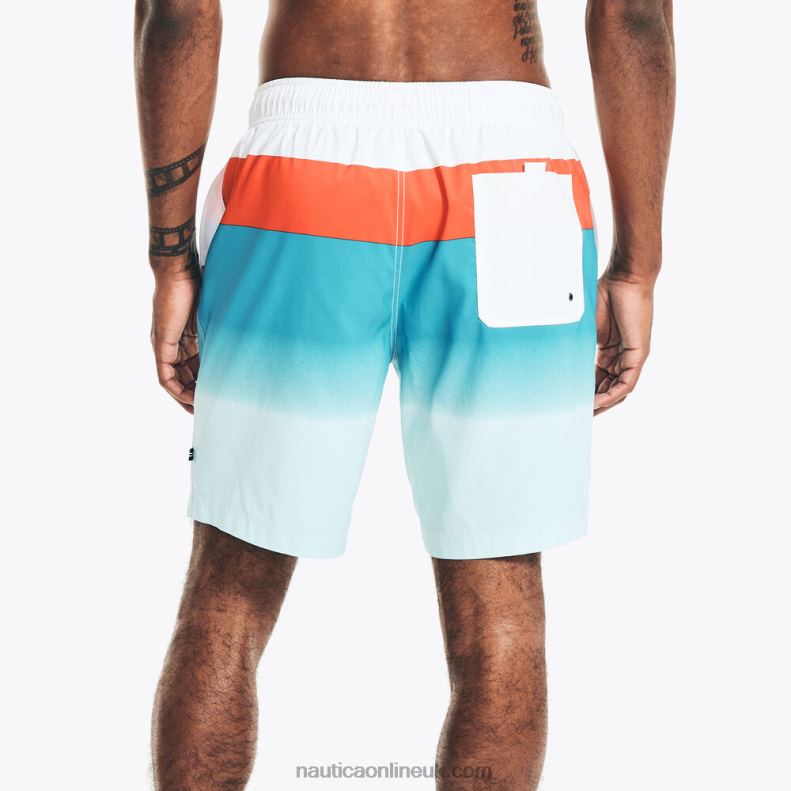 Nautica 8\" Big & Tall Sustainably Crafted Colorblock Ombre Swim L6J4L569 Bright White Men