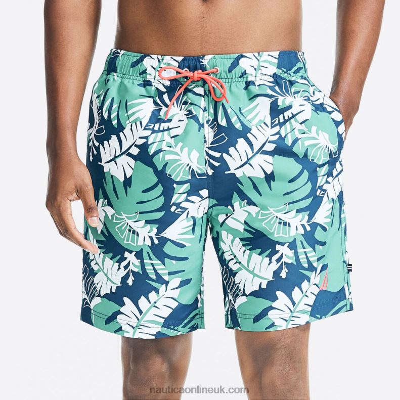 Nautica 8" Big & Tall Sustainably Crafted Printed Quick-Dry Swim L6J4L238 Estate Blue Men