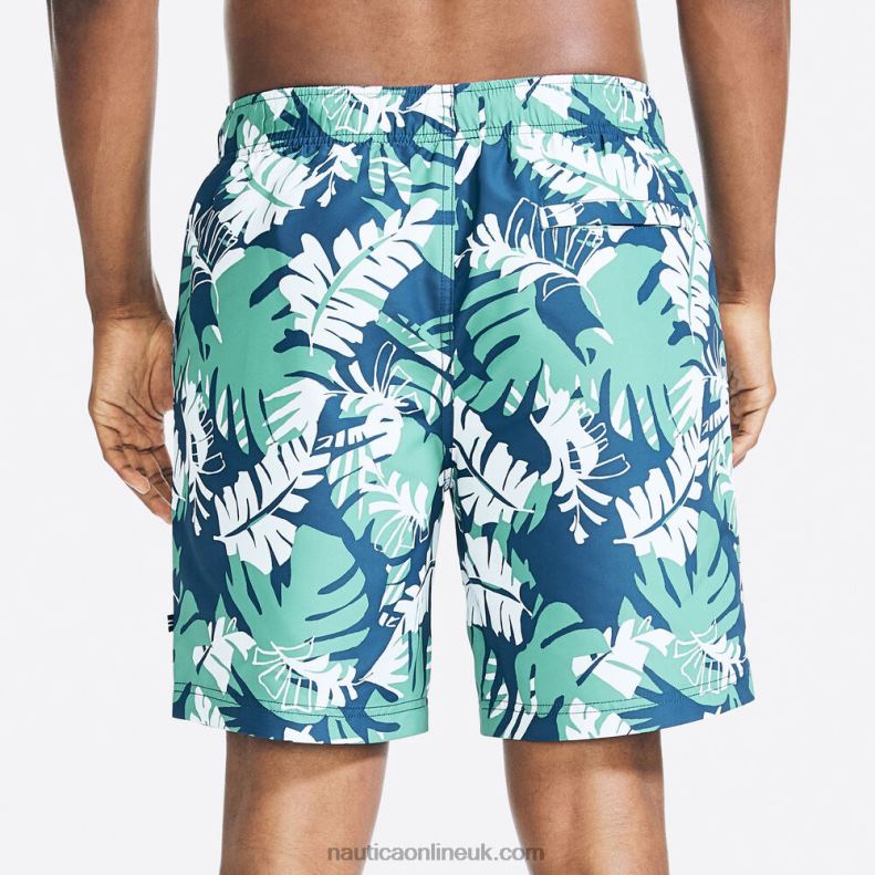 Nautica 8\" Big & Tall Sustainably Crafted Printed Quick-Dry Swim L6J4L238 Estate Blue Men