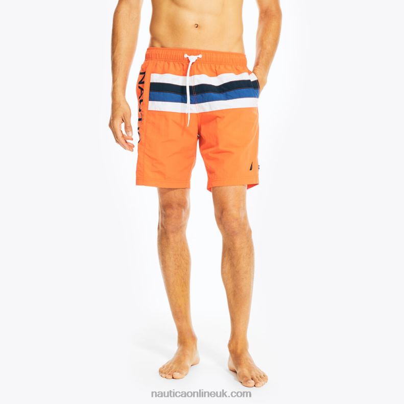 Nautica 8\" Striped Quick-Dry Swim L6J4L142 Tropic Orange Men