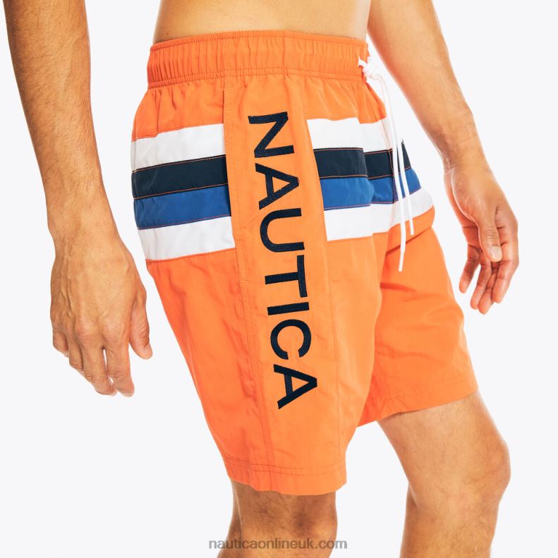 Nautica 8\" Striped Quick-Dry Swim L6J4L142 Tropic Orange Men