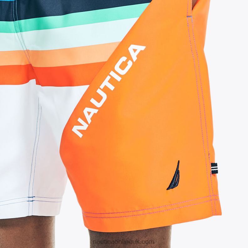 Nautica 8\" Striped Quick-Dry Swim L6J4L609 Lure Red Men