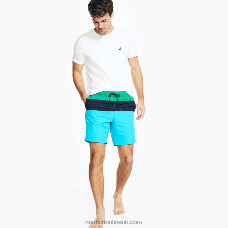 Nautica 8\" Tri-Block Quick-Dry Swim L6J4L586 Dark Dill Men