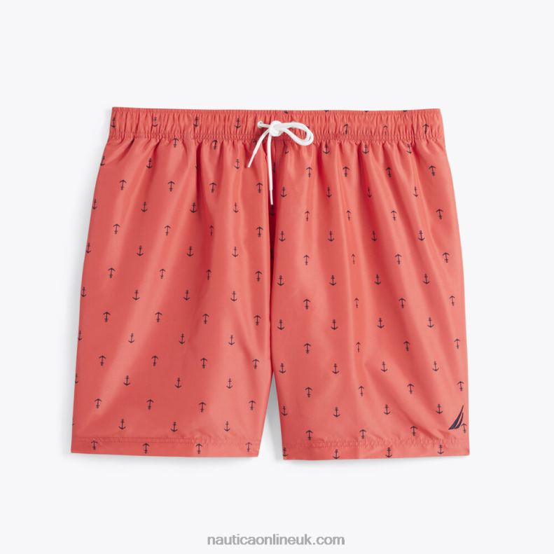 Nautica Big & Tall Anchor Print Quick-Dry Swim L6J4L521 Glory Red Men