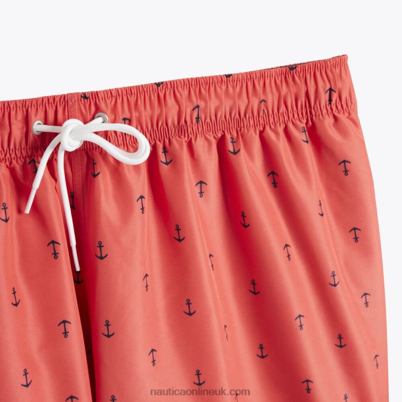 Nautica Big & Tall Anchor Print Quick-Dry Swim L6J4L521 Glory Red Men