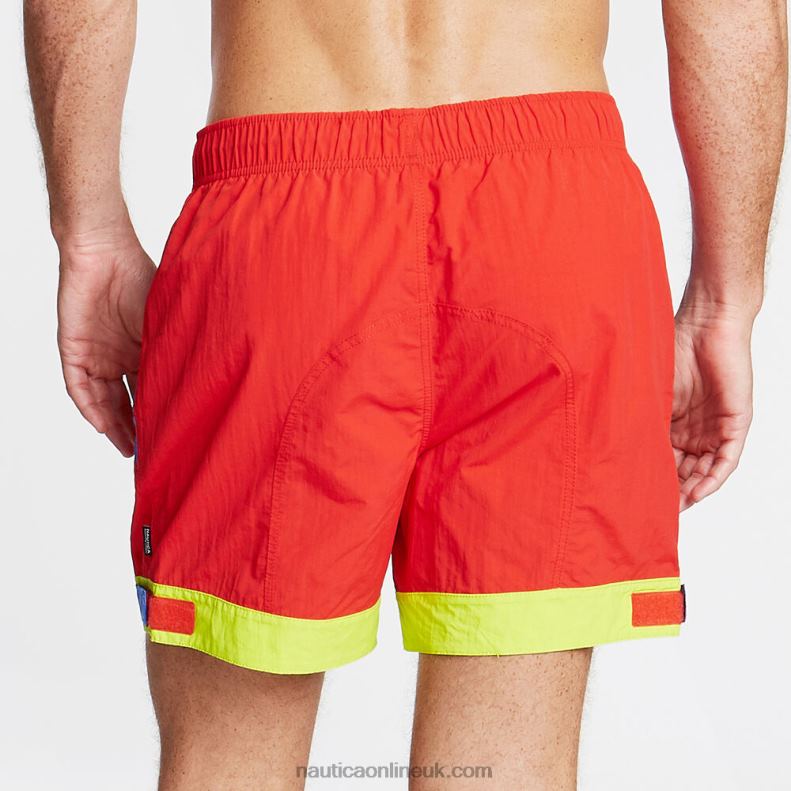 Nautica Big & Tall Competition Colorblock Swim Trunks L6J4L726 Firey Red Men
