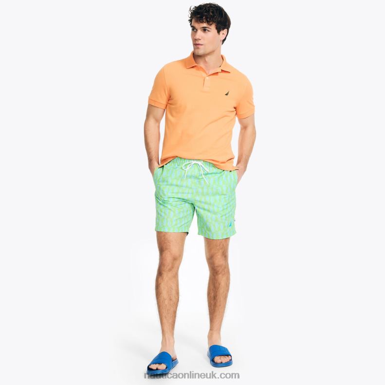Nautica Big & Tall Sustainably Crafted 8\" Seahorse Print Swim L6J4L409 Lime Surf Men