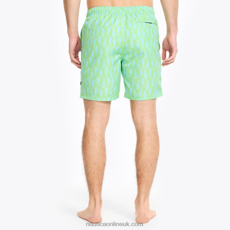 Nautica Big & Tall Sustainably Crafted 8\" Seahorse Print Swim L6J4L409 Lime Surf Men
