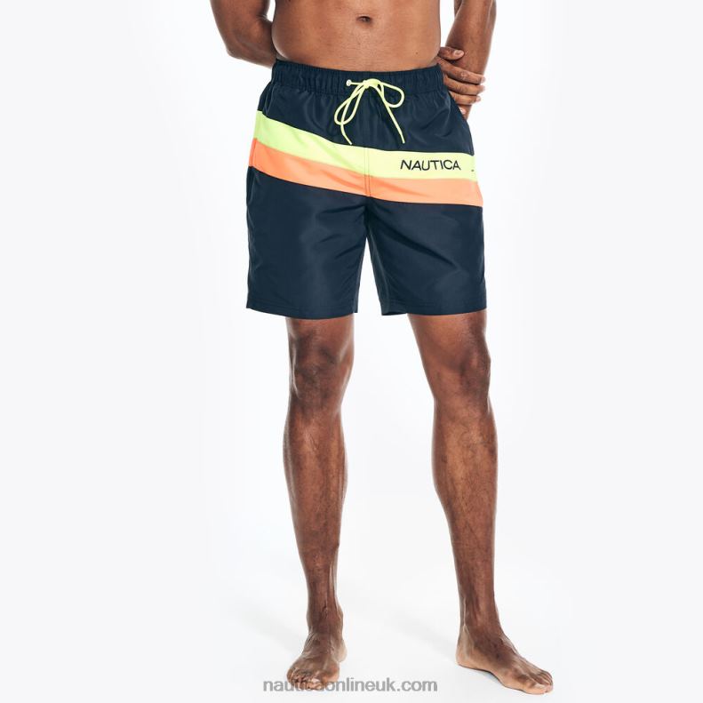 Nautica Sustainably Crafted 6" Diagonal Stripe Quick-Dry Swim L6J4L441 Navy Men