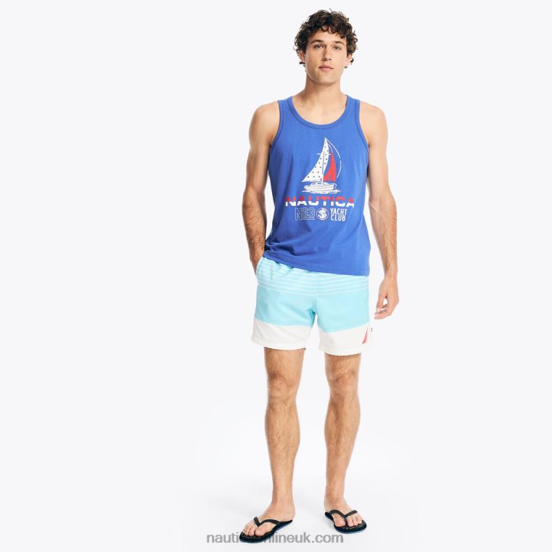 Nautica Sustainably Crafted 6" Striped Quick-Dry Swim L6J4L358 Angel Blue Men