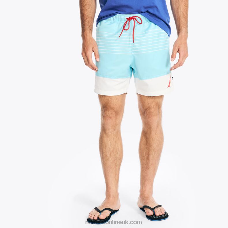Nautica Sustainably Crafted 6\" Striped Quick-Dry Swim L6J4L358 Angel Blue Men