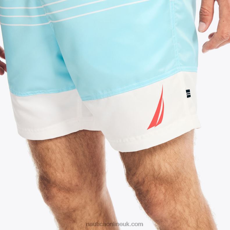 Nautica Sustainably Crafted 6\" Striped Quick-Dry Swim L6J4L358 Angel Blue Men
