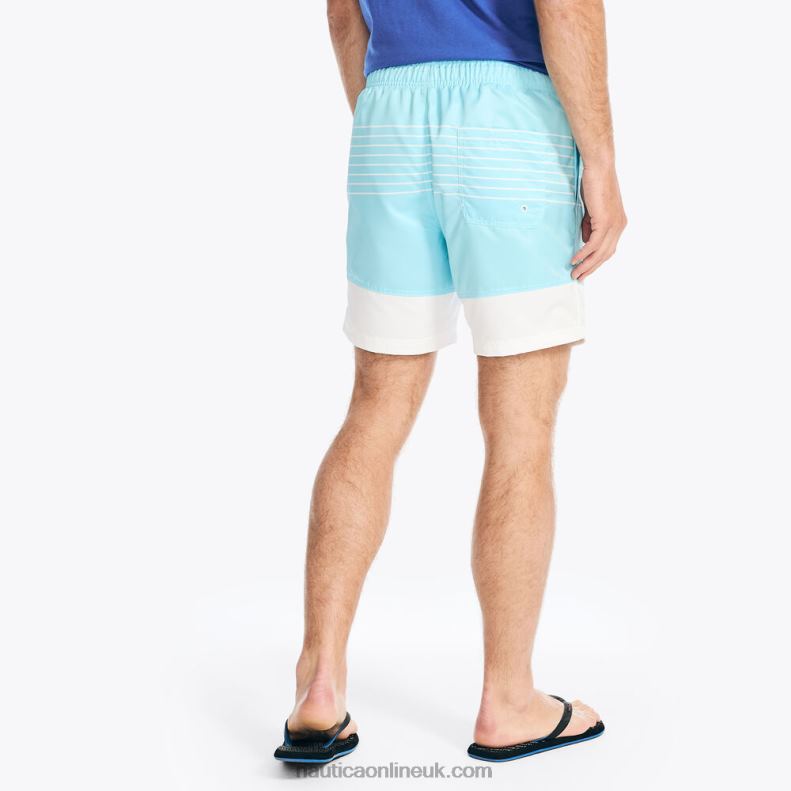 Nautica Sustainably Crafted 6\" Striped Quick-Dry Swim L6J4L358 Angel Blue Men