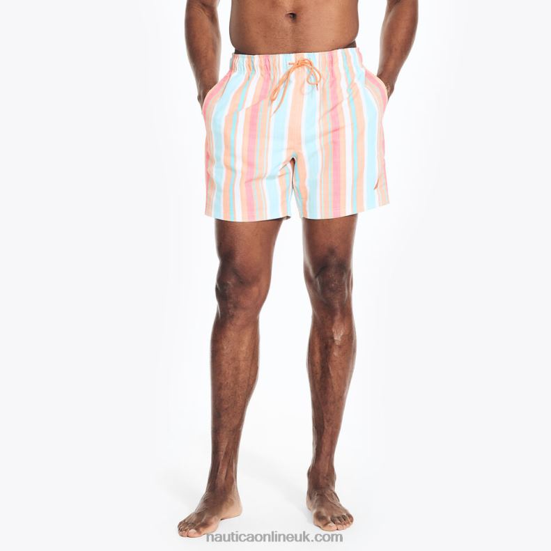 Nautica Sustainably Crafted 6" Vertical Stripe Quick-Dry Swim L6J4L159 Orchid Pink Men