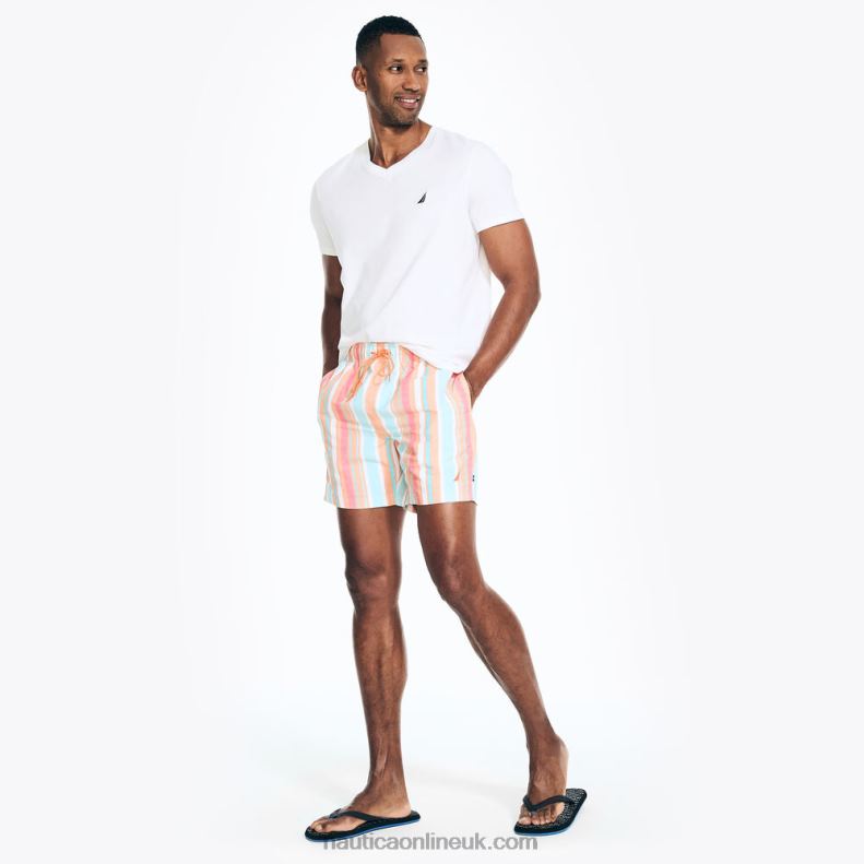 Nautica Sustainably Crafted 6\" Vertical Stripe Quick-Dry Swim L6J4L159 Orchid Pink Men