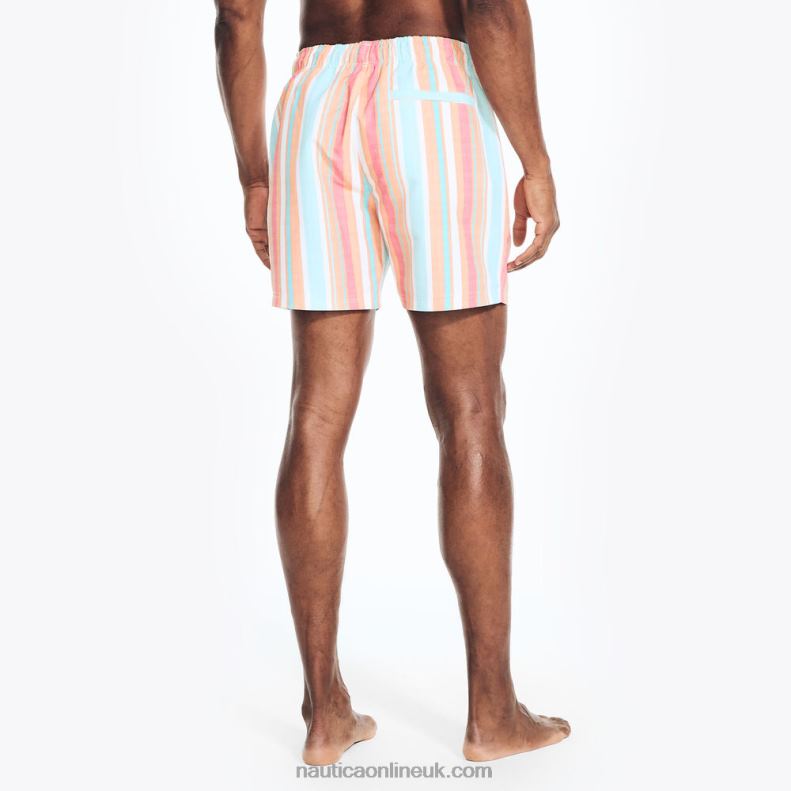 Nautica Sustainably Crafted 6\" Vertical Stripe Quick-Dry Swim L6J4L159 Orchid Pink Men