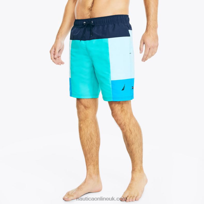 Nautica Sustainably Crafted 8" Colorblock Quick-Dry Swim L6J4L456 Tropic Jade Men