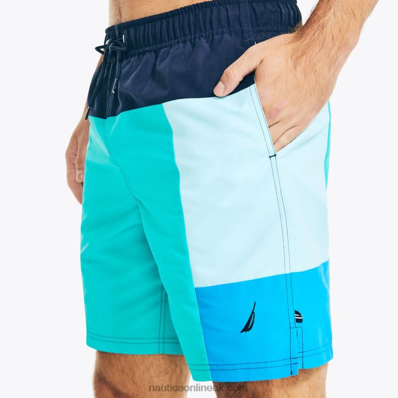 Nautica Sustainably Crafted 8\" Colorblock Quick-Dry Swim L6J4L456 Tropic Jade Men