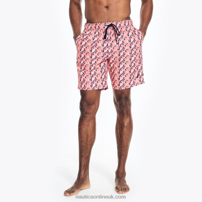 Nautica Sustainably Crafted 8" Logo Quick-Dry Swim L6J4L444 Teaberry Men