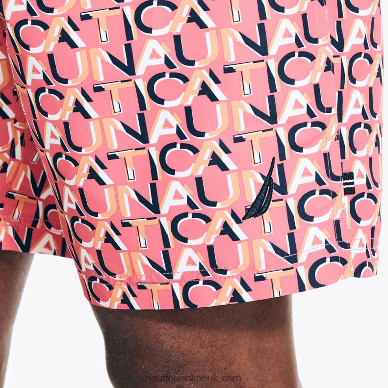 Nautica Sustainably Crafted 8\" Logo Quick-Dry Swim L6J4L444 Teaberry Men