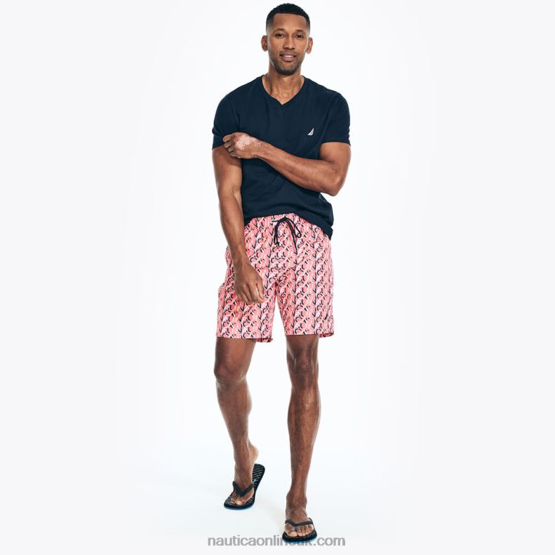Nautica Sustainably Crafted 8\" Logo Quick-Dry Swim L6J4L444 Teaberry Men