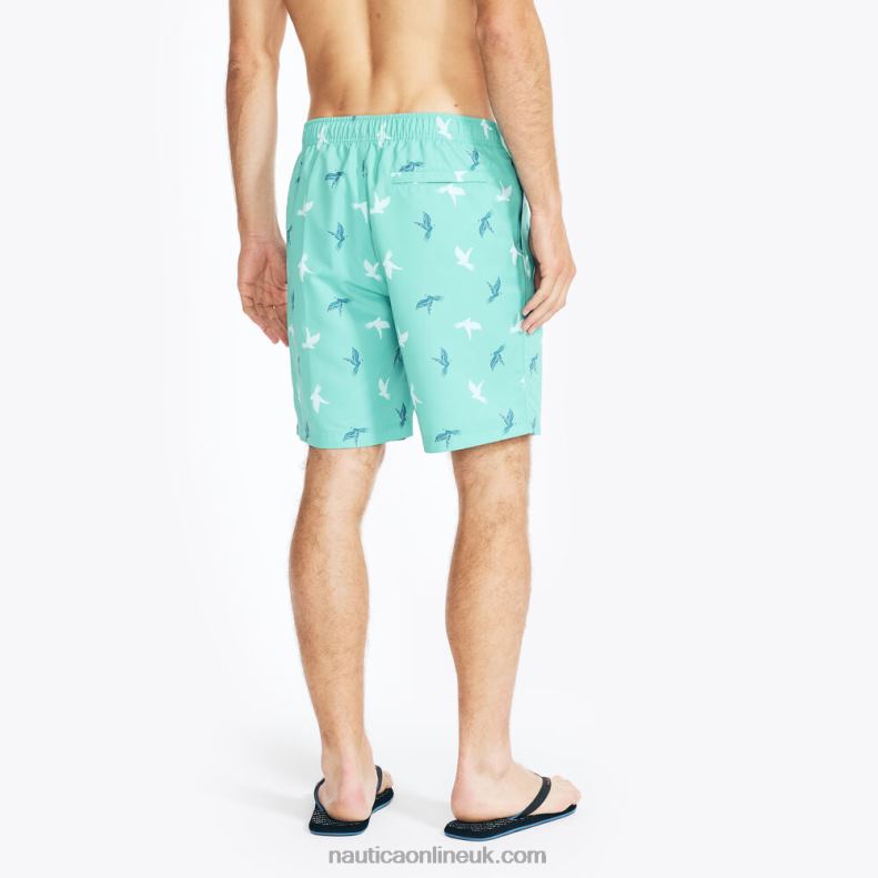 Nautica Sustainably Crafted 8\" Parrot Print Swim L6J4L431 Light Olive Men