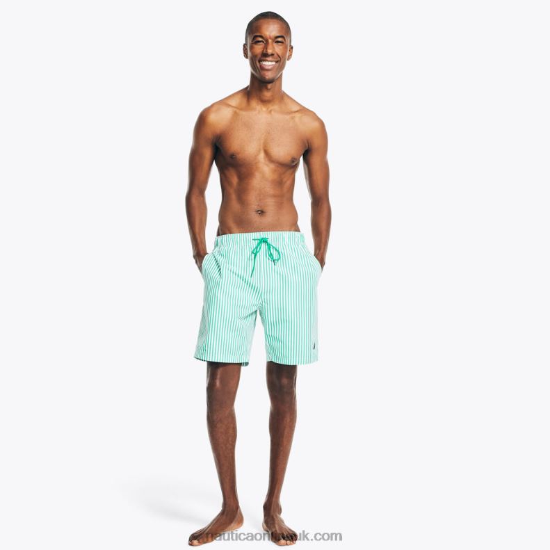 Nautica Sustainably Crafted 8\" Printed Quick-Dry Swim L6J4L462 Dark Dill Men