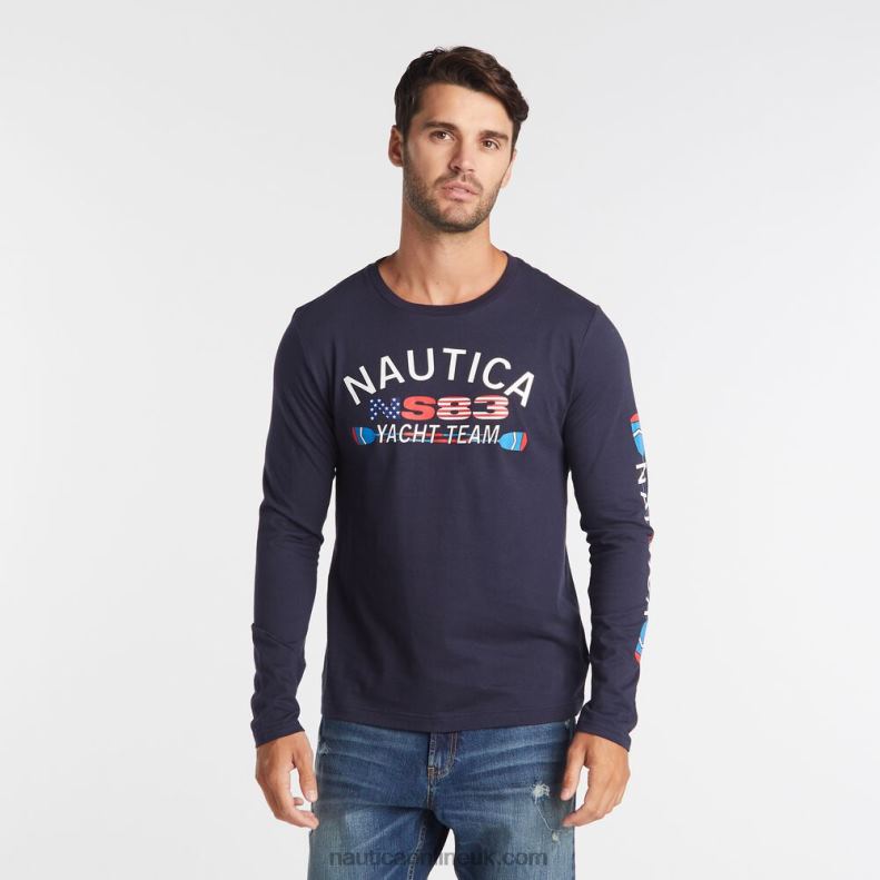 Nautica Big & Tall Long Sleeve Yacht Team T-Shirt L6J4L646 Navy Men