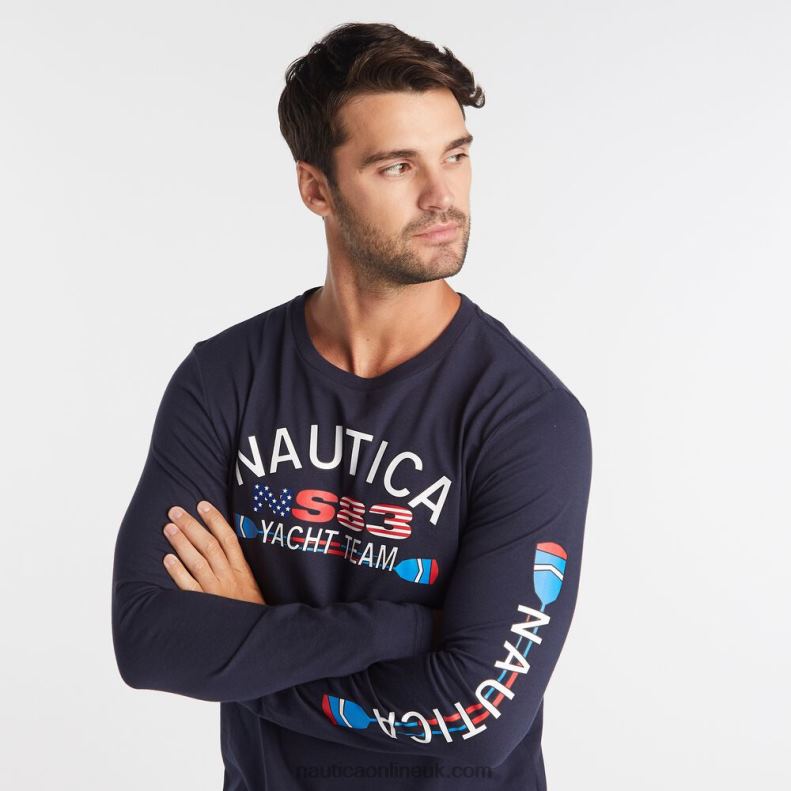 Nautica Big & Tall Long Sleeve Yacht Team T-Shirt L6J4L646 Navy Men