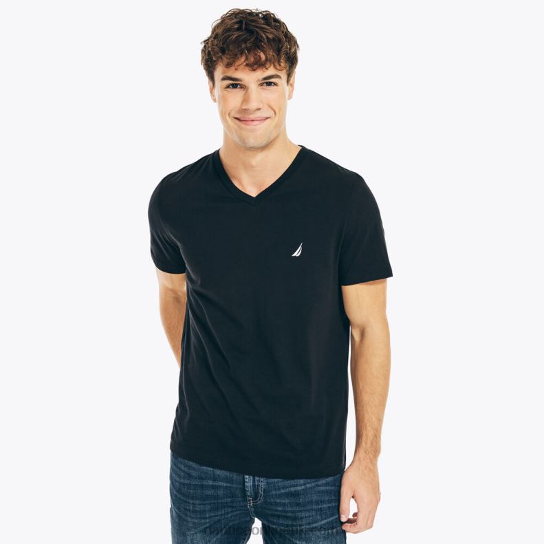 Nautica Big & Tall Performance V-Neck T-Shirt L6J4L692 True Black Men
