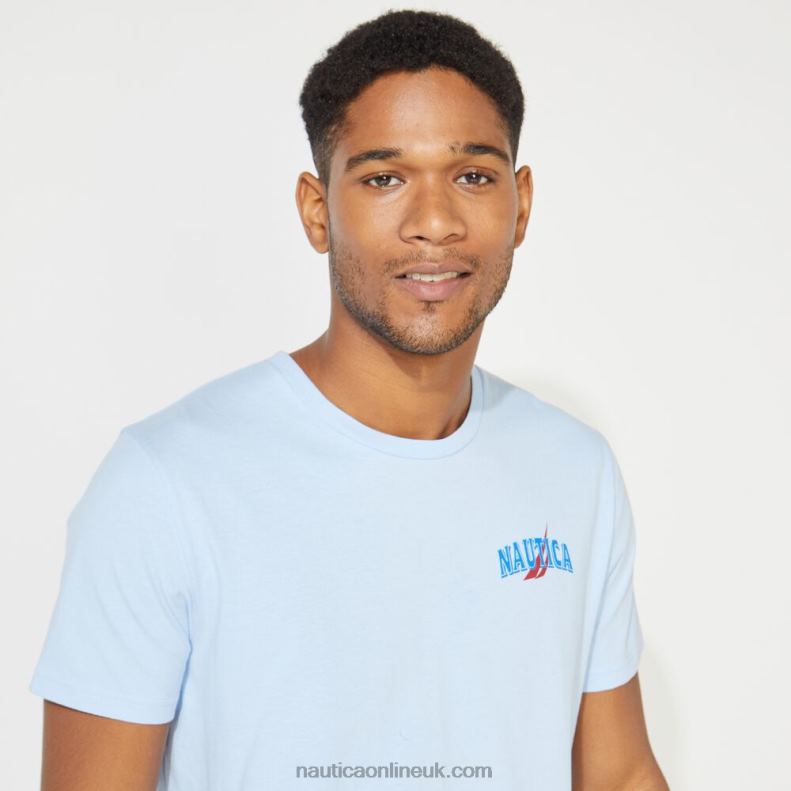 Nautica Big & Tall Sailor Print T-Shirt L6J4L728 Azure Blue Men