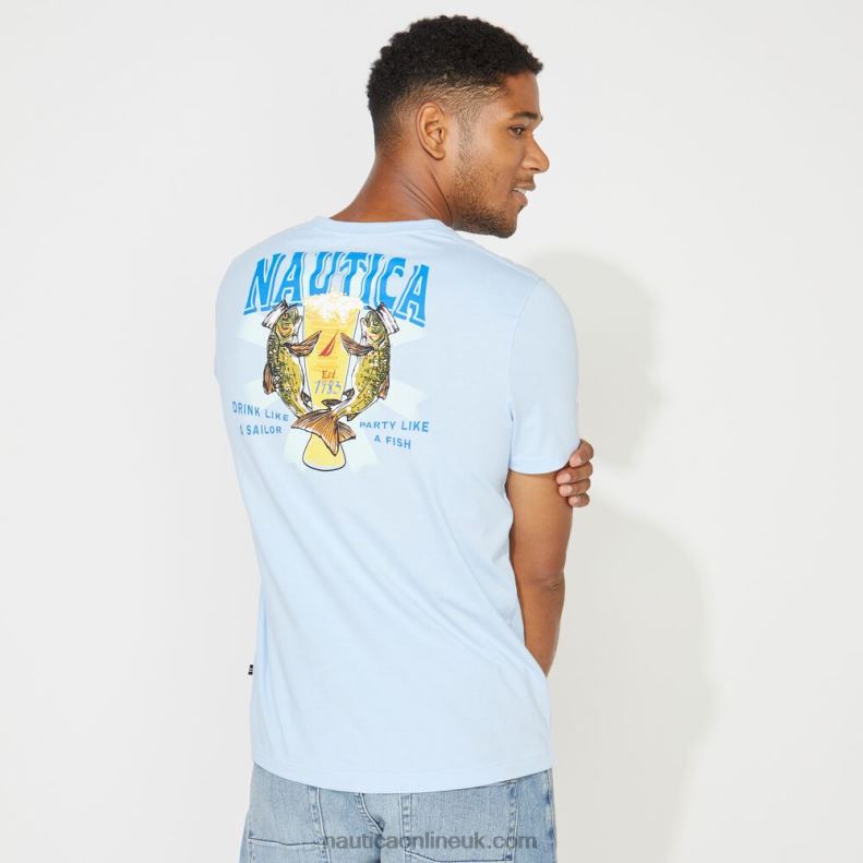 Nautica Big & Tall Sailor Print T-Shirt L6J4L728 Azure Blue Men