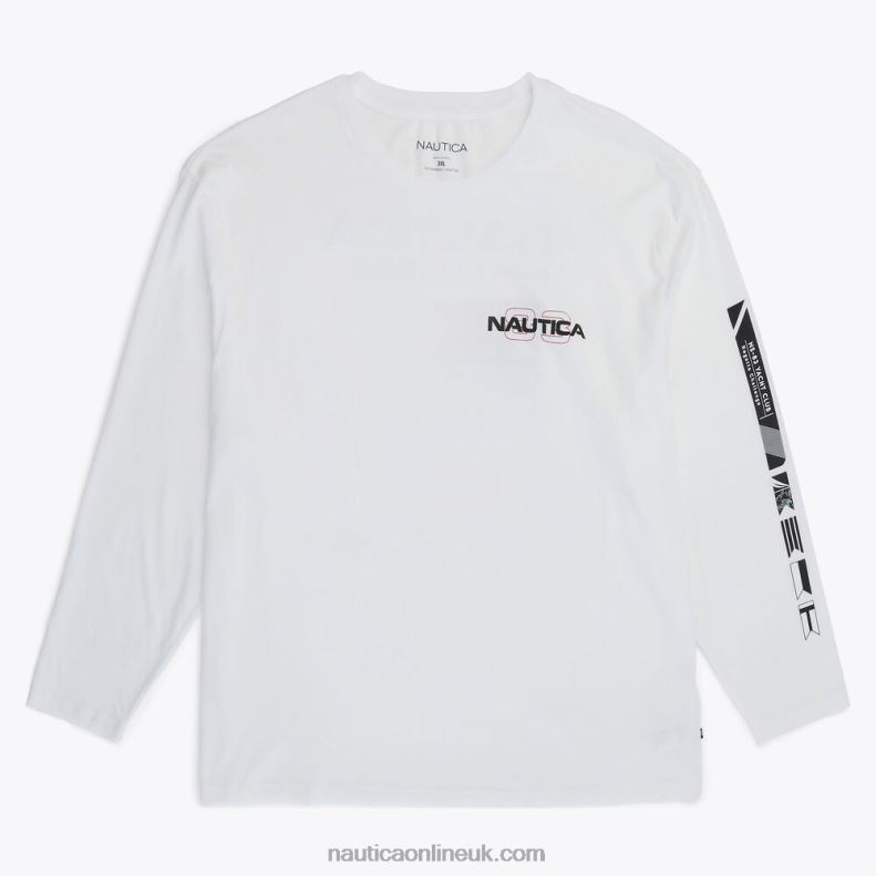 Nautica Big & Tall Sustainably Crafted Competition Graphic Long-Sleeve T-Shirt L6J4L492 Bright White Men
