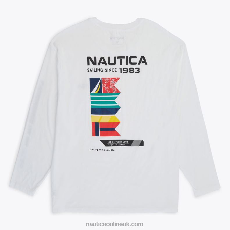 Nautica Big & Tall Sustainably Crafted Competition Graphic Long-Sleeve T-Shirt L6J4L492 Bright White Men
