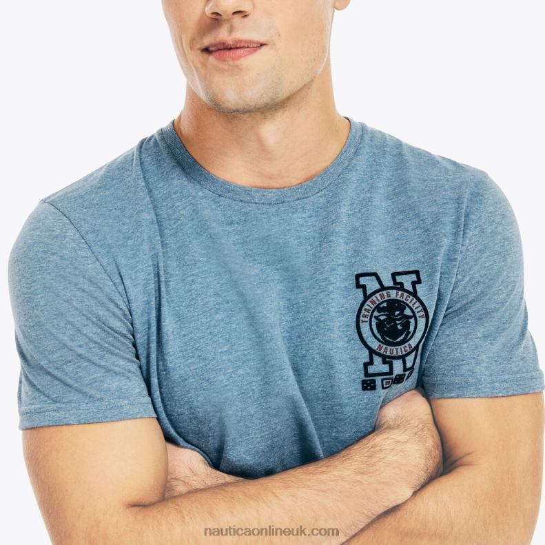 Nautica Big & Tall Sustainably Crafted Marine Graphic T-Shirt L6J4L579 Anchor Blue Heather Men