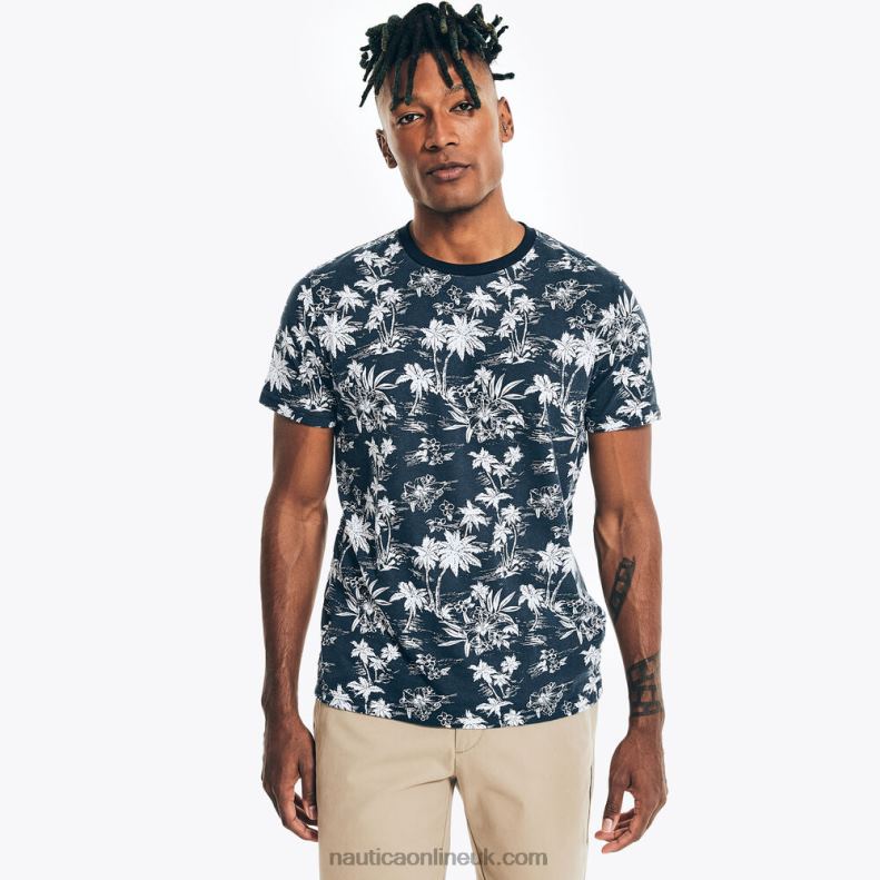 Nautica Big & Tall Sustainably Crafted Printed T-Shirt L6J4L583 Navy Men