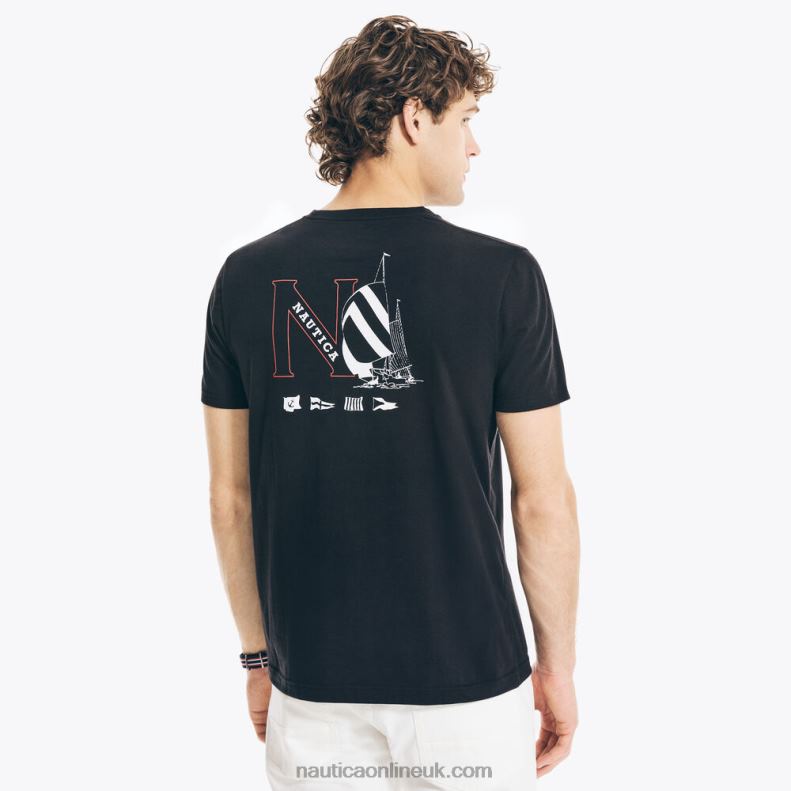 Nautica Big & Tall Sustainably Crafted Sailboat Graphic T-Shirt L6J4L621 True Black Men