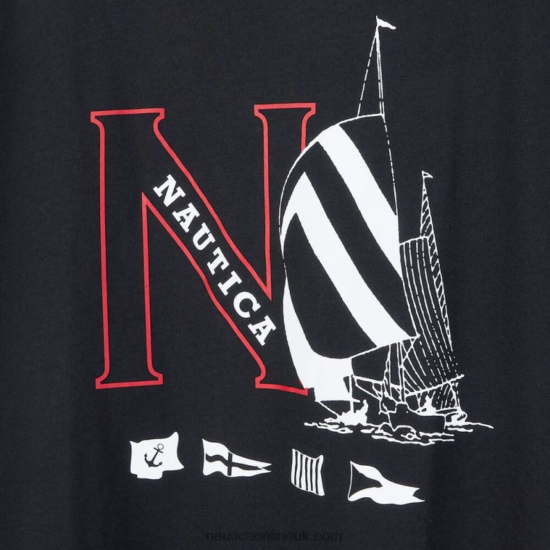 Nautica Big & Tall Sustainably Crafted Sailboat Graphic T-Shirt L6J4L621 True Black Men
