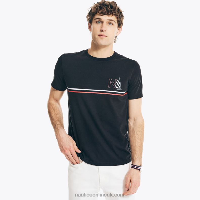 Nautica Big & Tall Sustainably Crafted Sailboat Graphic T-Shirt L6J4L621 True Black Men