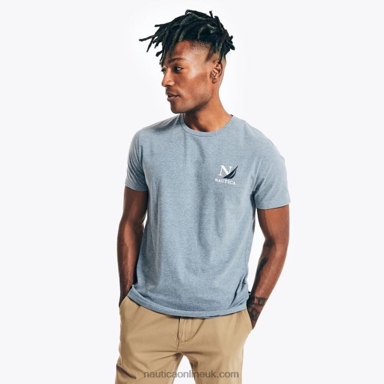 Nautica Big & Tall Sustainably Crafted Sailing Division Graphic T-Shirt L6J4L654 Anchor Blue Heather Men
